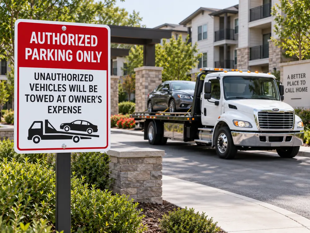 Private-property parking enforcement tow truck